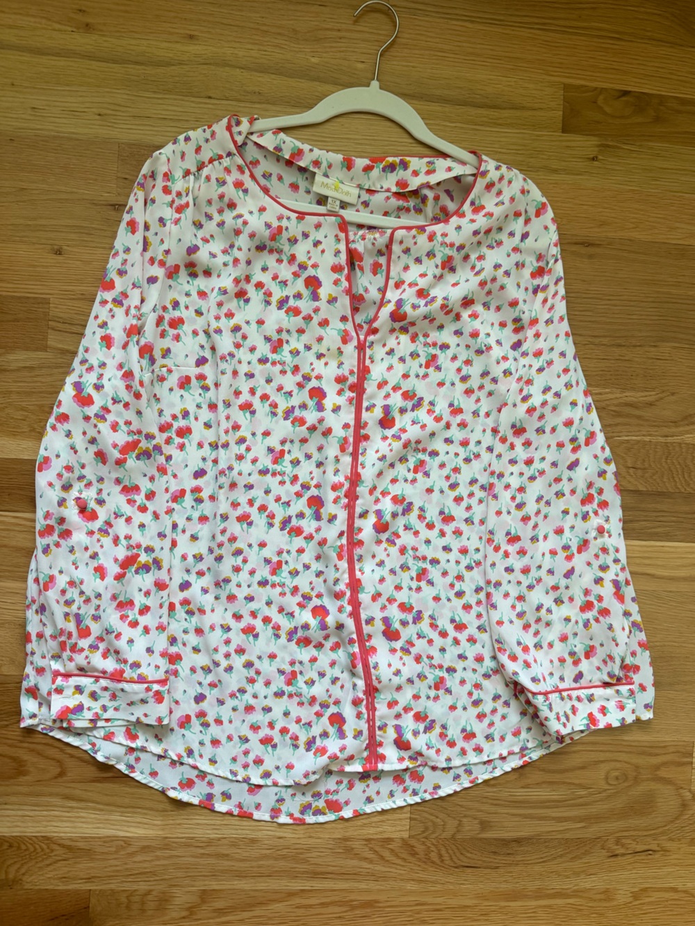 Modcloth White Floral Print with Red and Green Accents